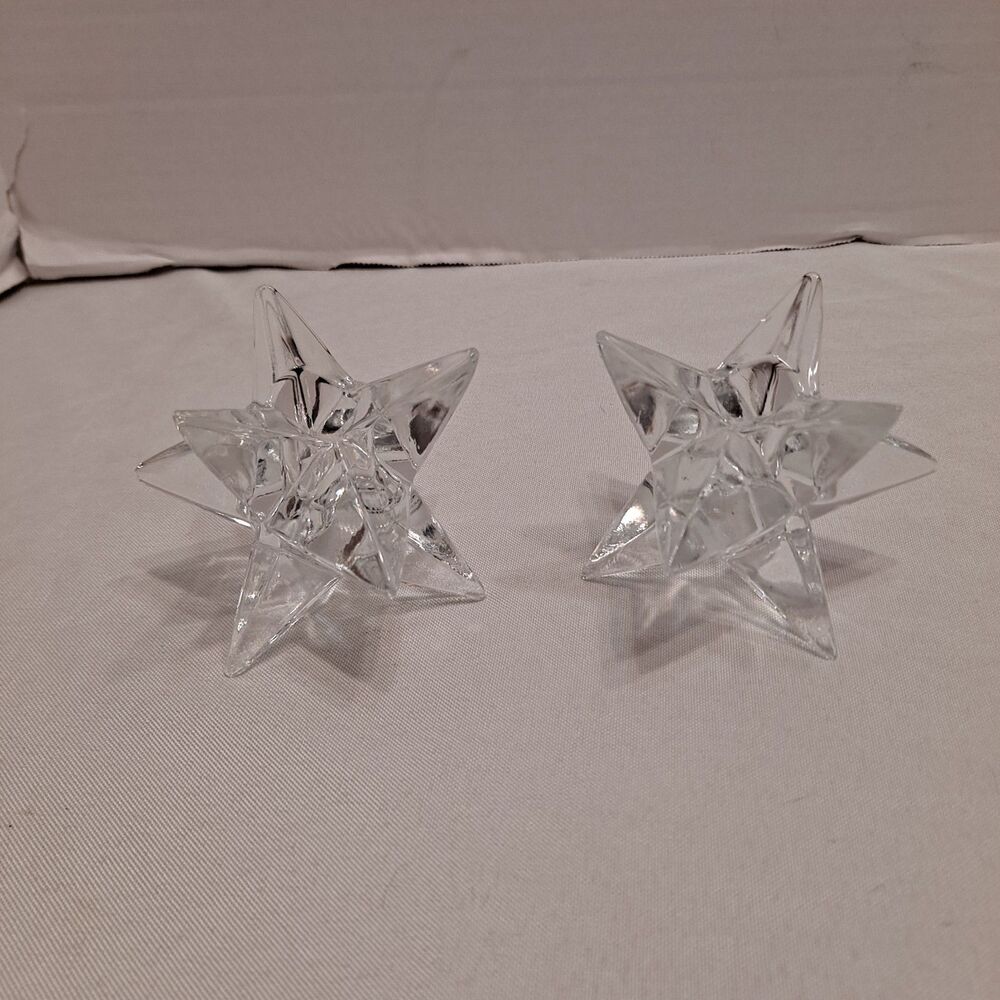 Vintage Star Candle Holder 9 Point Glass Christmas Holiday Made In Taiwan